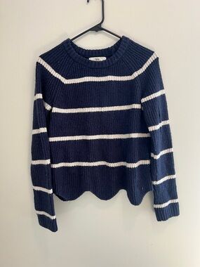 Classic Navy and White Striped Crewneck Sweater